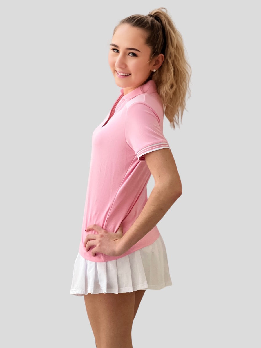 Retro Performance Polo Shirt in Pink