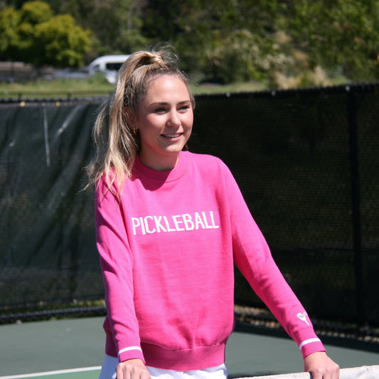 Pickleball Sweater - Pink and White