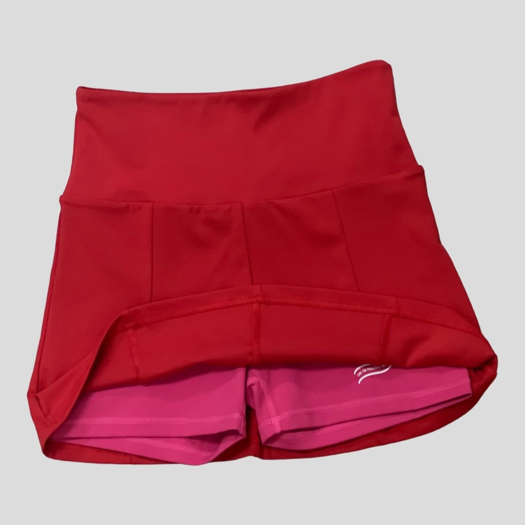 Pickleball Skirt in Red with Pink Liners