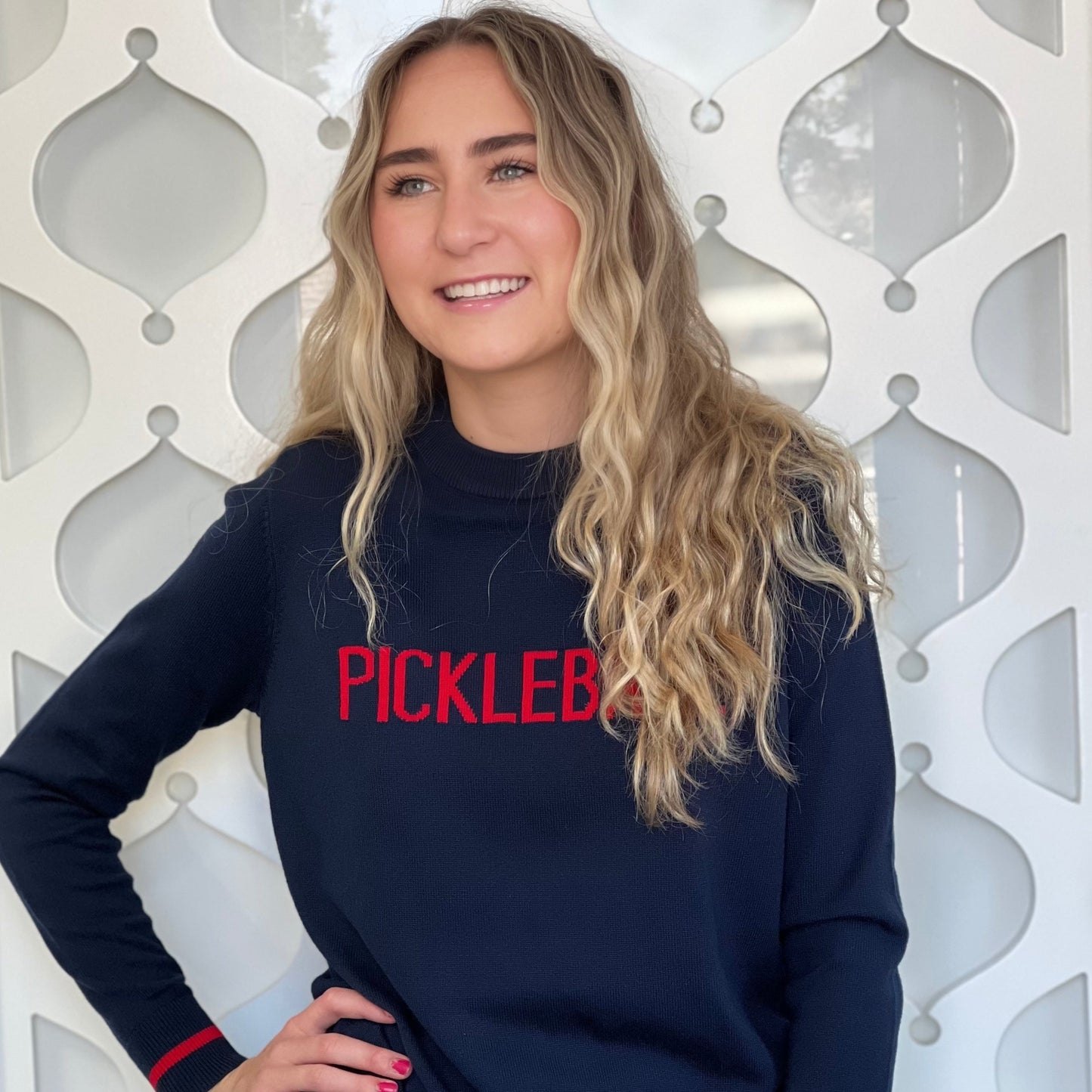 Pickleball Sweater - Navy and Red