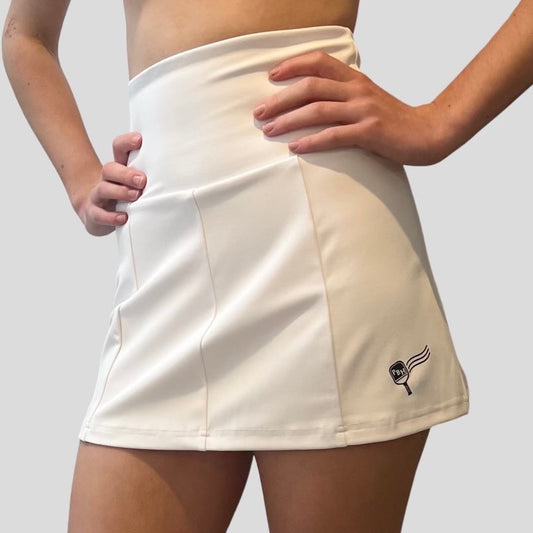 Pickleball Skirt in white with White Liners - New and Improved Fit!